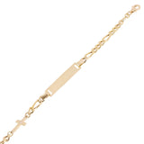 Italian 14k Yellow Gold Engravable Figaro ID Bracelet Baby Kids 5.5" 2.2 grams