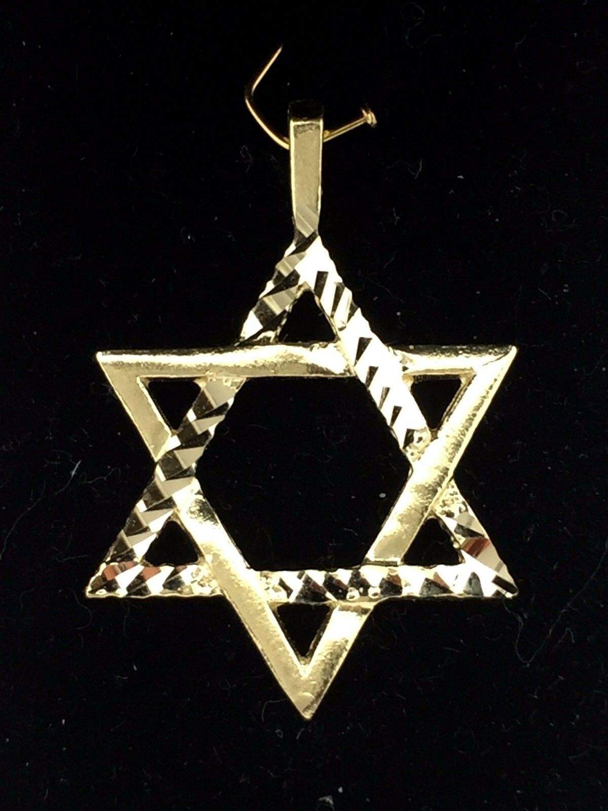 14k Yellow Gold Diamond Cut Jewish Star of David Charm Pendant 3.3 grams