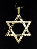 14k Yellow Gold Diamond Cut Jewish Star of David Charm Pendant 3.3 grams