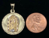 14k Gold Lady Guadalupe Mother Mary & Jesus Christ Crucifix REVERSIBLE Pendant