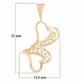 14K Rose Gold Double Heart Charm Pendant 0.8 gram