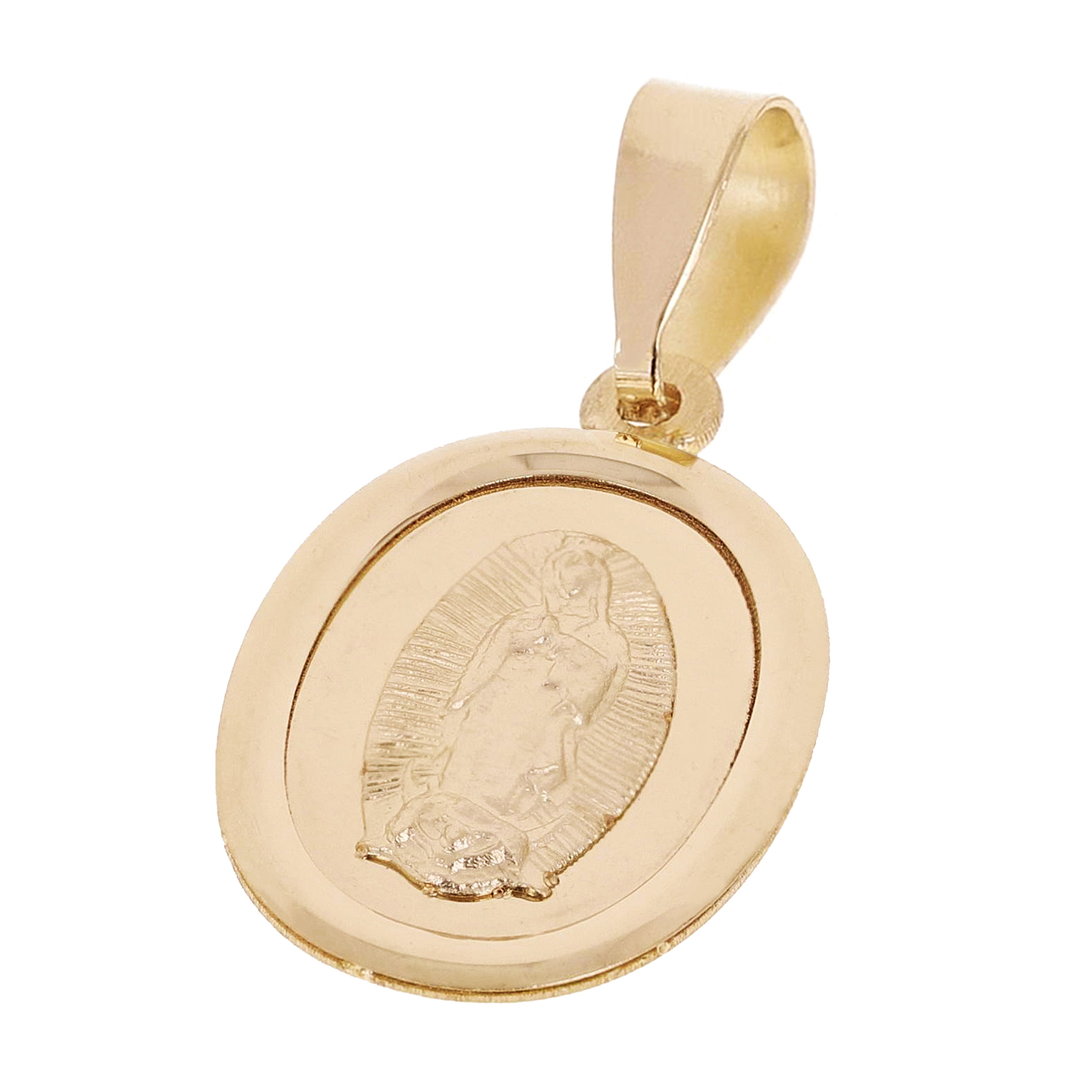 Italian 14k Yellow Gold Our Lady of Guadalupe Virgin Mary Charm Pendant 0.9 gram - Small