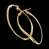 Italian 14k Yellow Gold Twisted Oval Hoop Earrings 1.7" 2 grams
