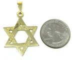 14k Yellow Gold Jewish Star of David Charm Pendant 1.75" 4.7 grams