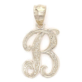 14k Yellow or White Gold Initial Letter B Alphabet A-Z Charm Pendant - Letter B,Yellow