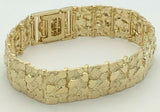 Men's Solid 10k Yellow Gold Nugget Bracelet Adjustable 8" 18.5mm 43.8 grams