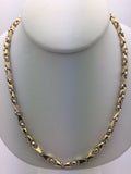 14k Yellow & White Gold Handmade Fashion Link Necklace 25" 5mm 55grams - Yellow and White,25"