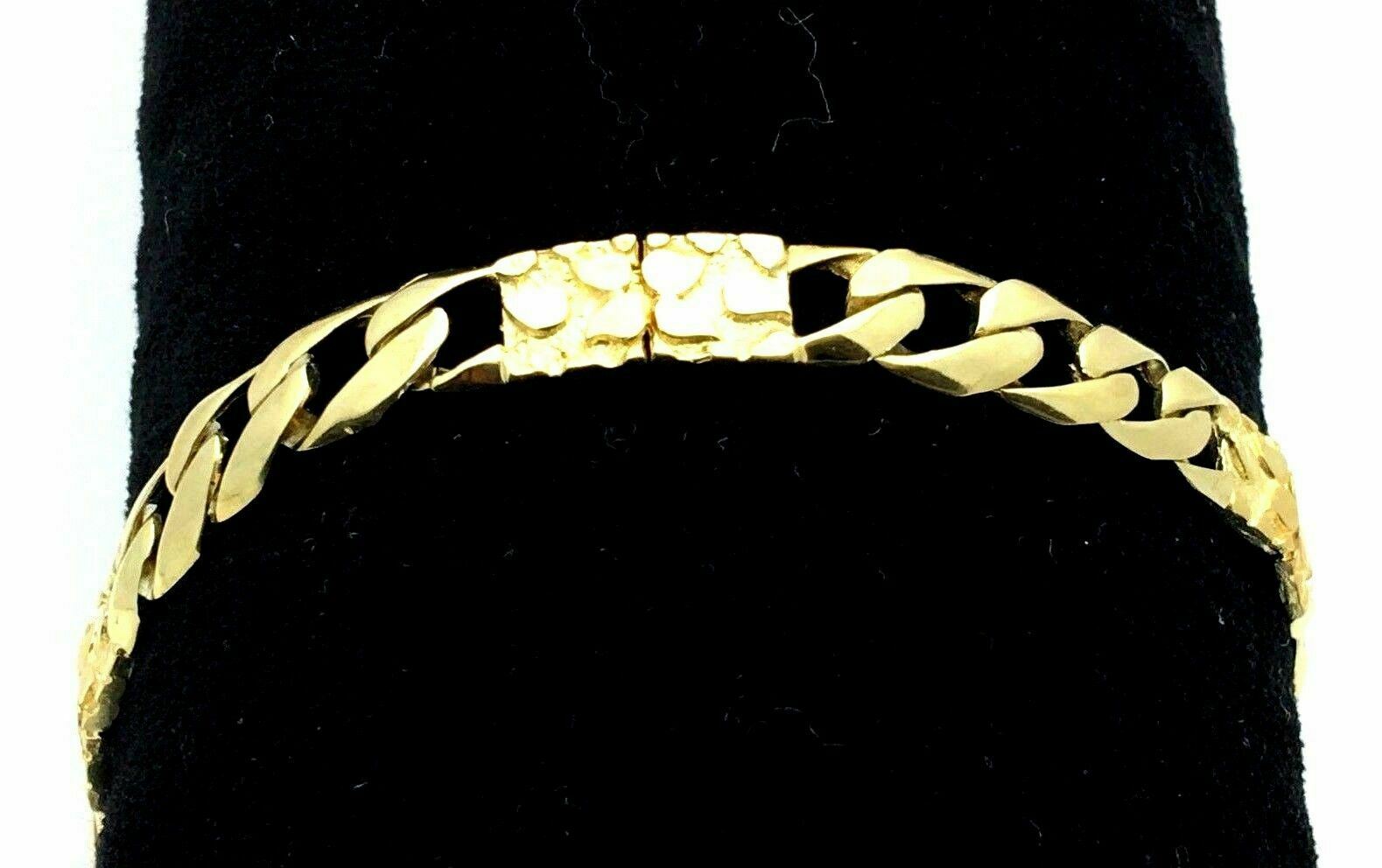 10k Yellow Gold Cuban Nugget Bracelet 8" 6.5mm 11.5 grams