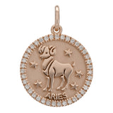 14k Rose Gold  Diamond Zodiac Sign Aries Pendant - Aries,Rose