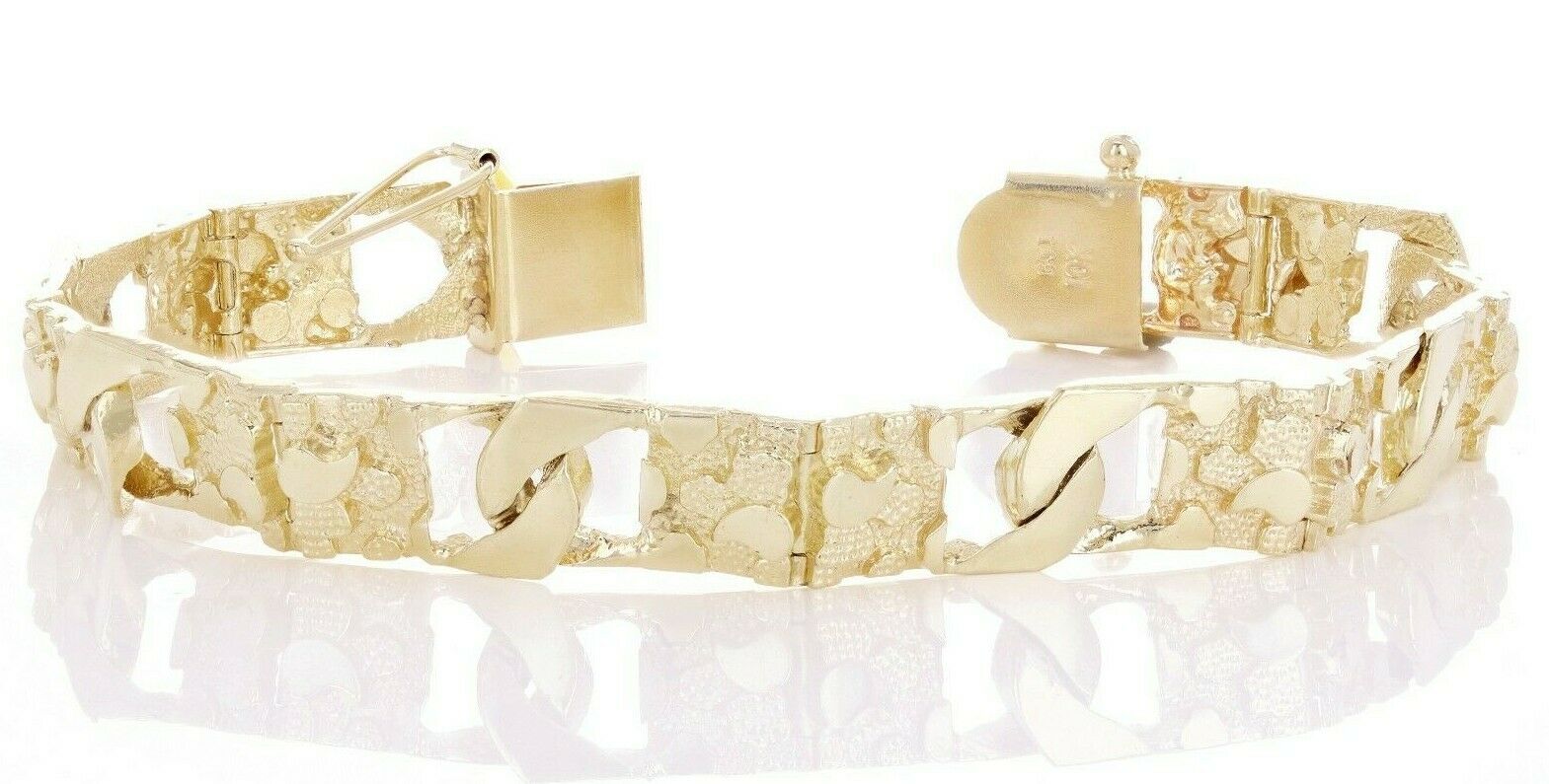 10k Yellow Gold Cuban Link Nugget Bracelet 8.25" 9mm 20.3 grams