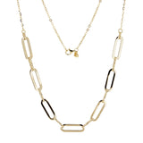 Italian 14k Yellow Gold Paper Clip Link Necklace, Bracelet & Earrings Set 9 grams