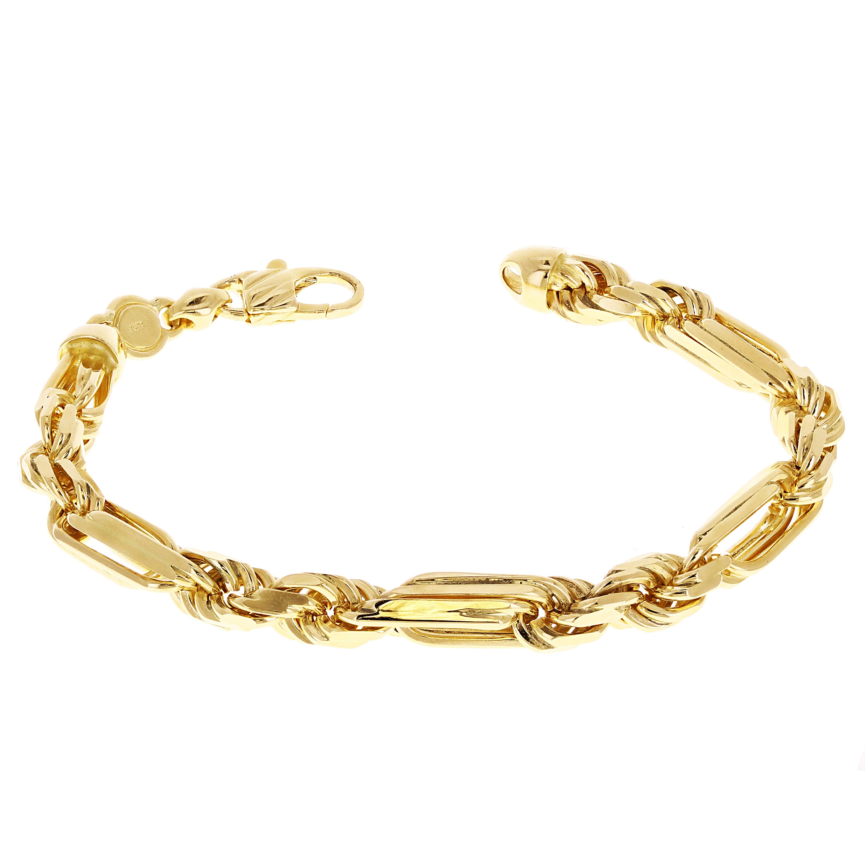 Italian 14k Yellow Gold Solid Milano Figaro Rope Chain Bracelet 8mm 8.5" 41 grams