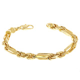 Italian 14k Yellow Gold Solid Milano Figaro Rope Chain Bracelet 8mm 8.5" 41 grams