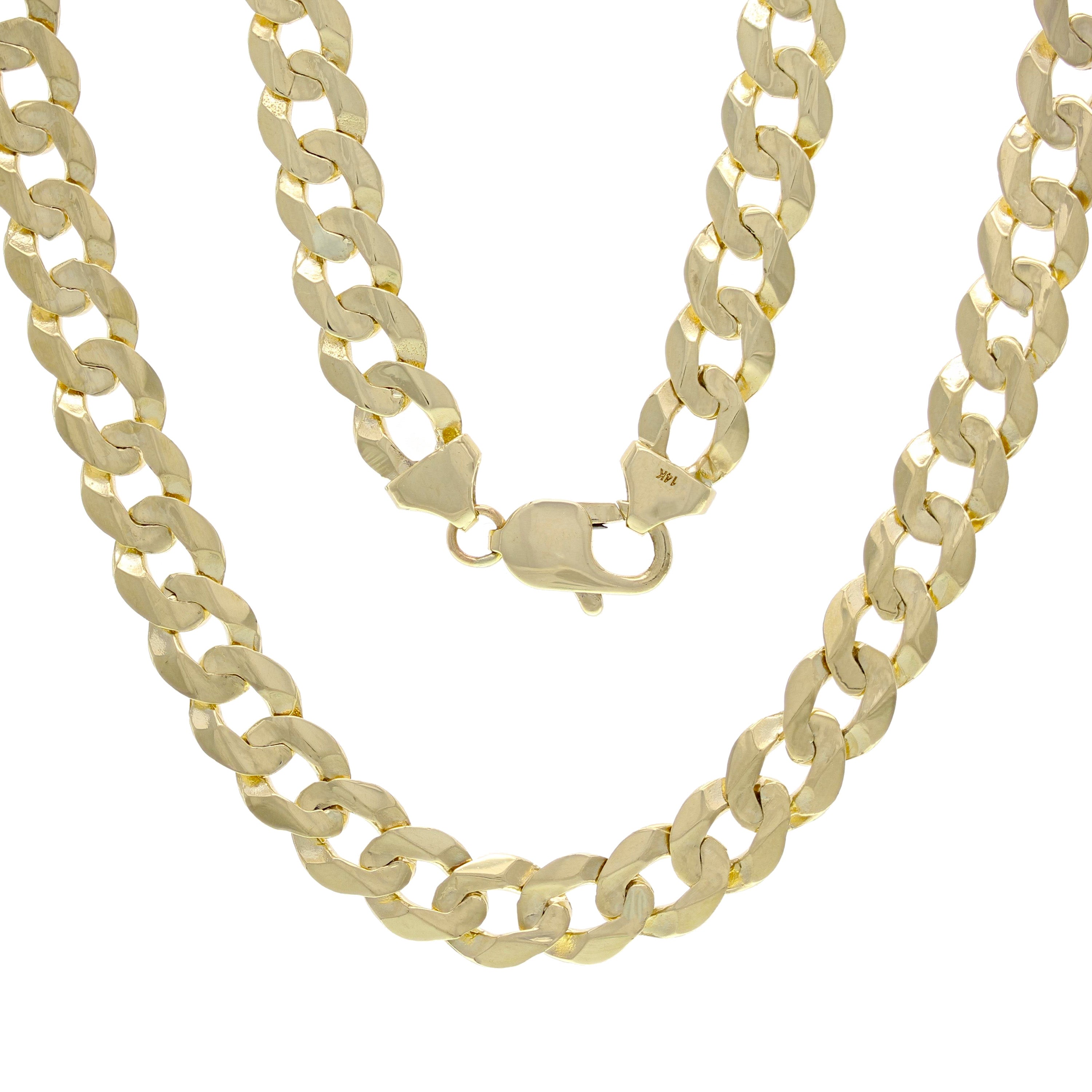 10k Yellow Gold Solid Curb Cuban Link Chain Necklace 18" 9mm 34 grams - Yellow,18"