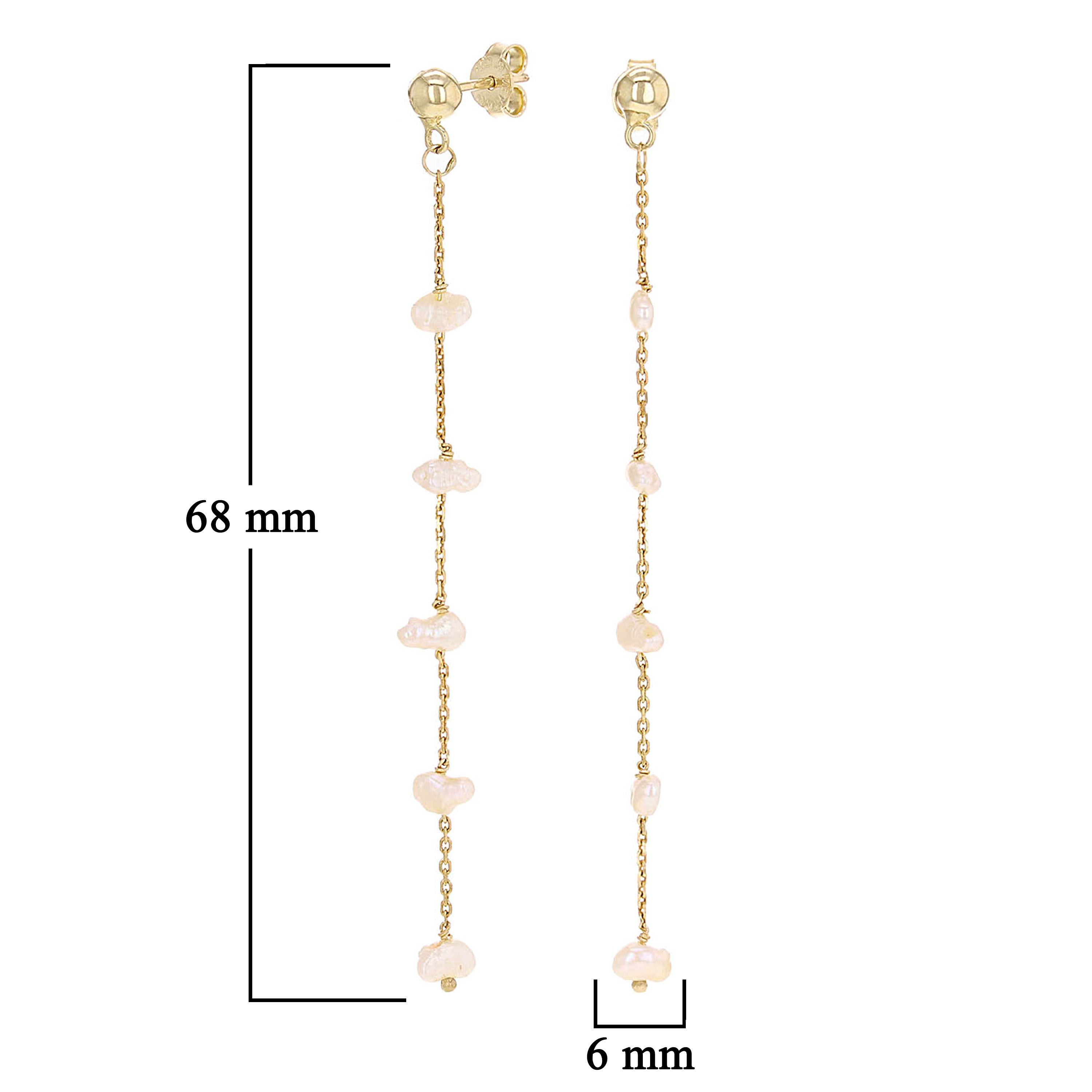 14k Yellow Gold Water Pearl Jewelry Set 17" Necklace 7" Bracelet & Earrings 2.5"