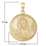 Italian 14k Yellow Gold Madonna Virgin Mary Medal Charm Pendant 1.1" 2.1 grams - 2.1 grams