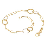 Italian 14k Two-Tone Gold Oval & Paperclip Link Bracelet 7.25" 7.7mm 2.8 grams