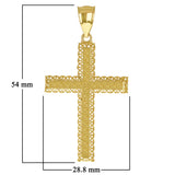 14k Yellow Gold 3D Filigree Greek Cross Pendant 2.1" 3.8 grams