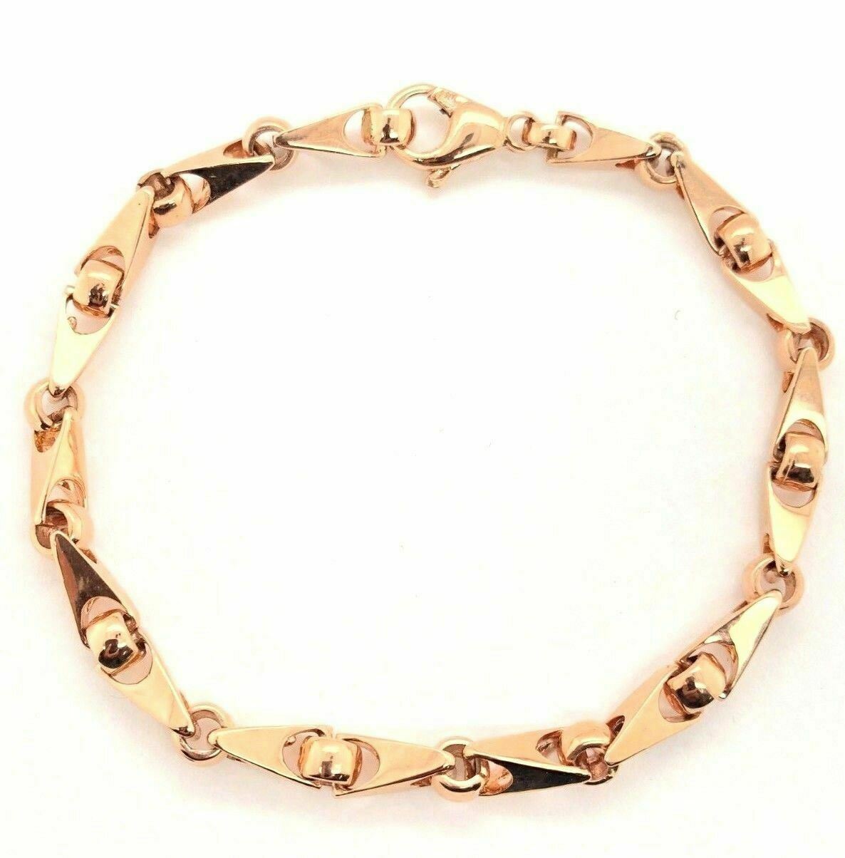 14k Rose Gold Handmade Fashion Link Bracelet 7.5" 5mm 19 grams - Rose,7.5"