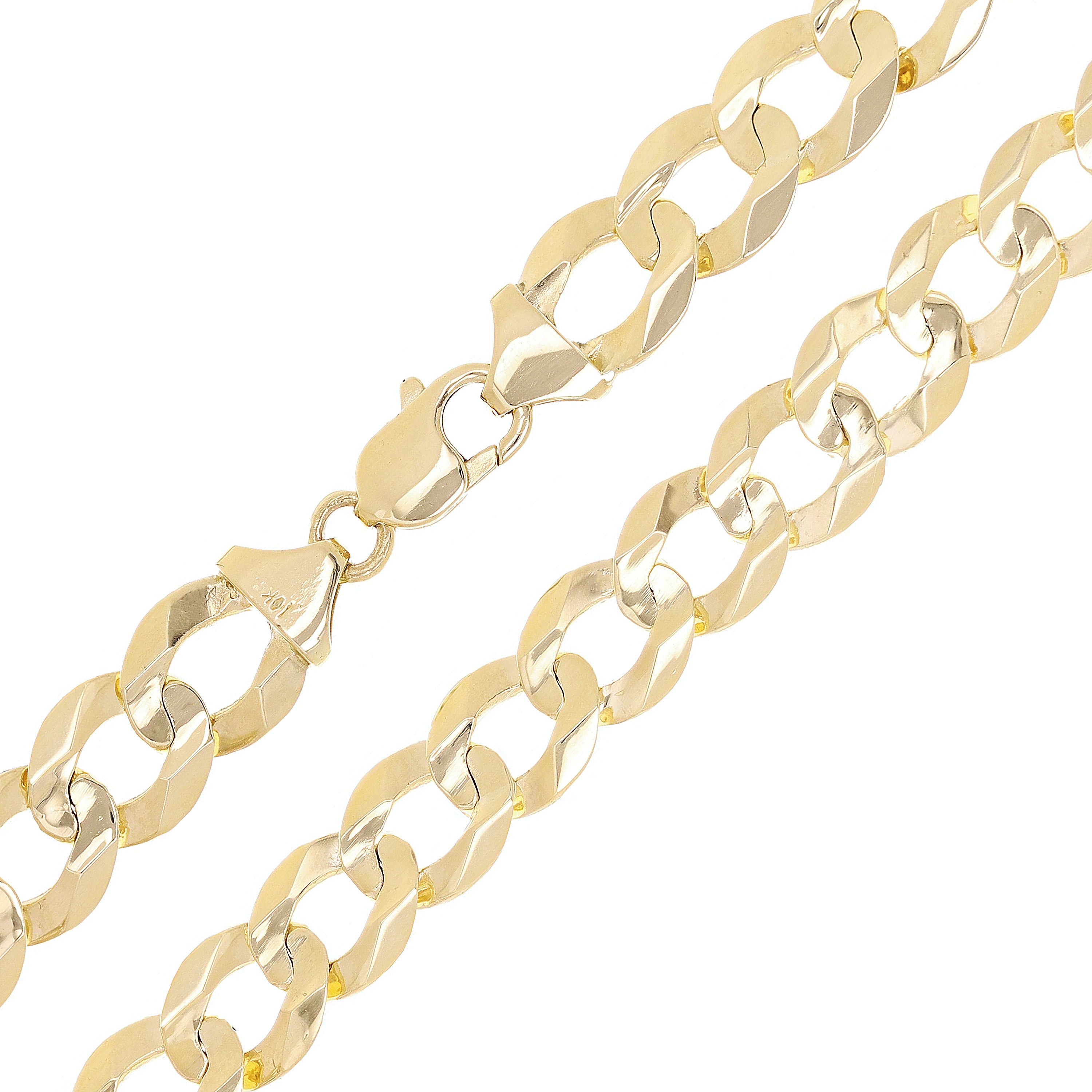 10k Yellow Gold Flat Cuban Link Chain Bracelet 7.5" 12.5mm 27 grams - Yellow,7"