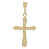 14k Yellow Gold Religious Jesus Christ Crucifix Cross Charm Pendant 1.3" 1.8g