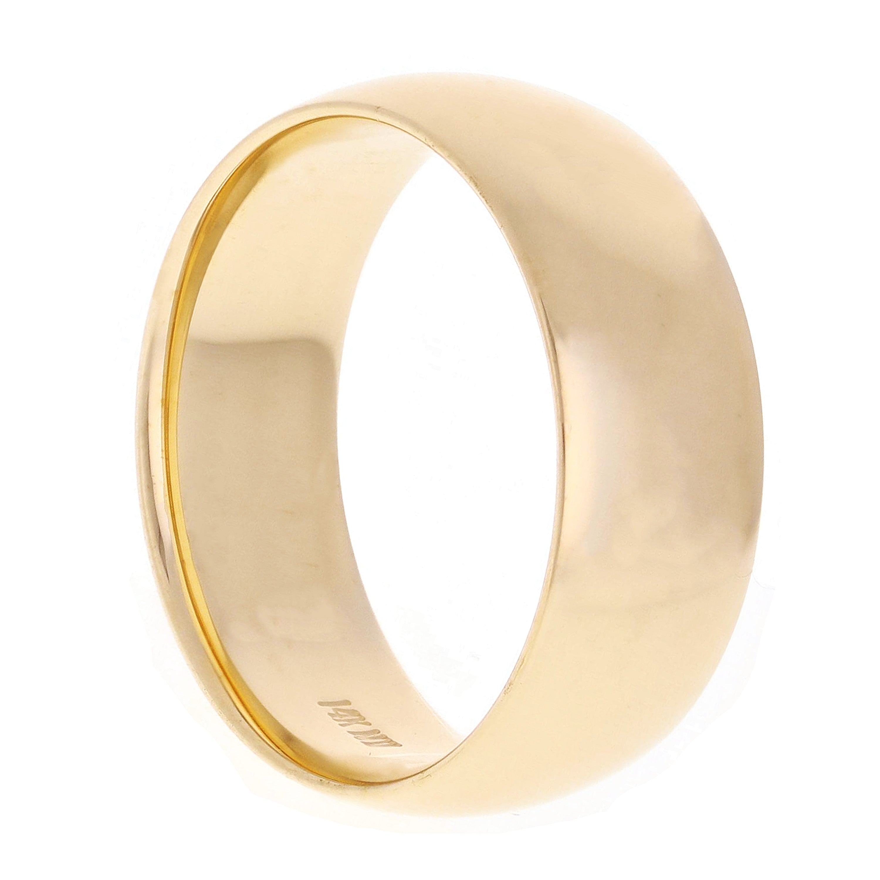 14k Yellow Gold Comfort Fit Plain Wedding Band Ring 8mm Size 13 - Yellow,8mm Ring Size 13