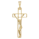 14k Yellow Gold Jesus Christ Crucifix Cross Religious Charm Pendant 2" 3.6 grams - Yellow