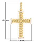 14k Yellow Gold 0.32ctw Diamond Wheat Cross Pendant 1.6" 6.6 grams