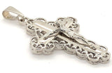 14k White Gold Jesus Christ Crucifix Cross Pendant Religious Charm 8.4 grams