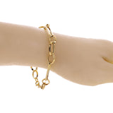 Italian 14k Yellow Gold Hollow Oval & Paper Clip Chain Bracelet 7.75" 4.5 grams