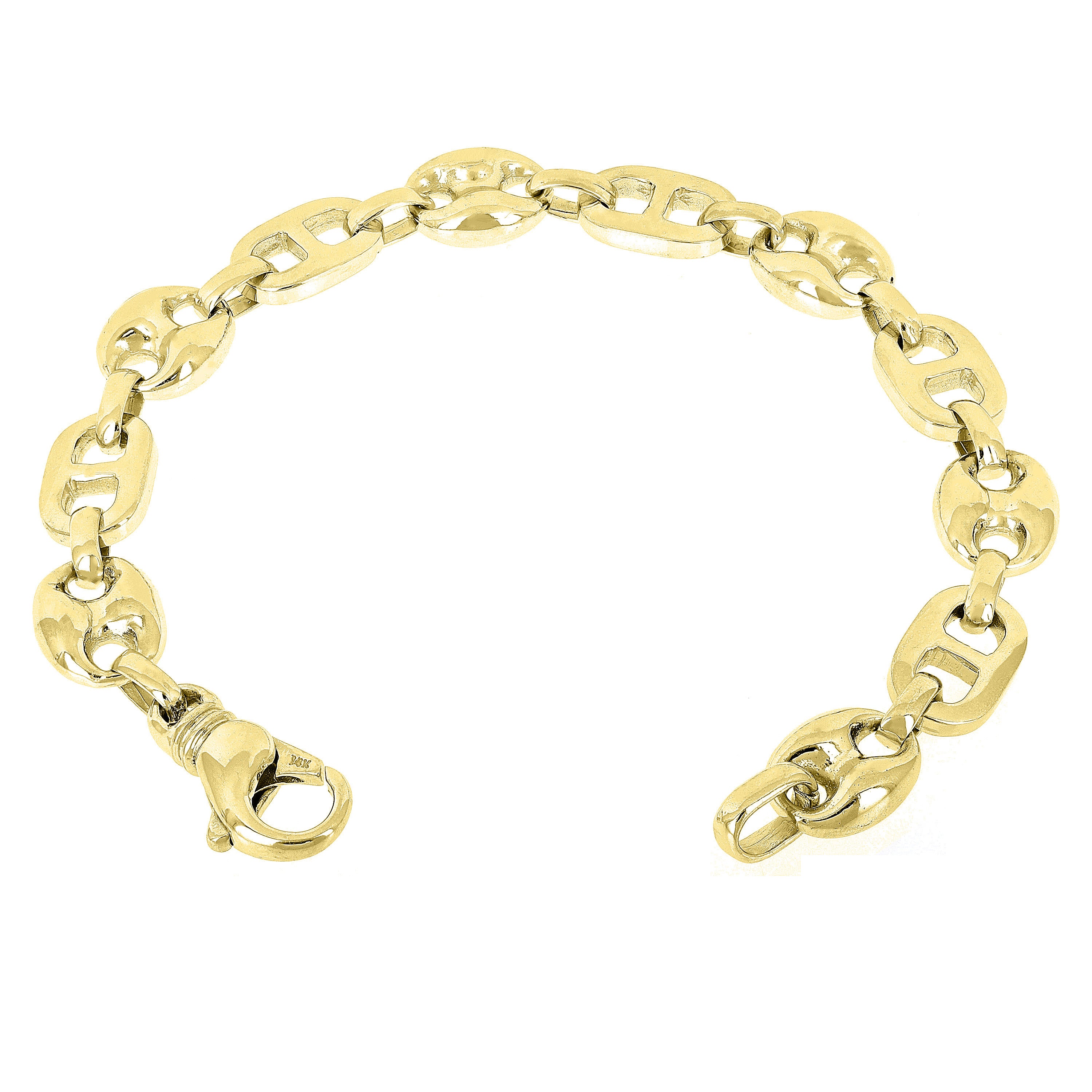 14k Yellow Gold Solid Gucci Puffy Mariner Link Chain Bracelet 7" 10.7mm 37.9gram - Yellow,7"