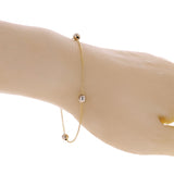 Italian 14k Yellow & White Gold Ball Bead Station Bracelet 7.5" 5mm 1.4 grams