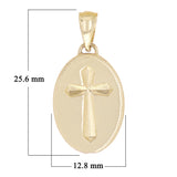 14k Yellow Gold Oval Cross Medal Charm Pendant 2.9 grams