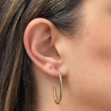 Italian 14k Yellow Gold Hollow High Polished J-Hoop Earrings 1.5" 2mm 1.8 grams