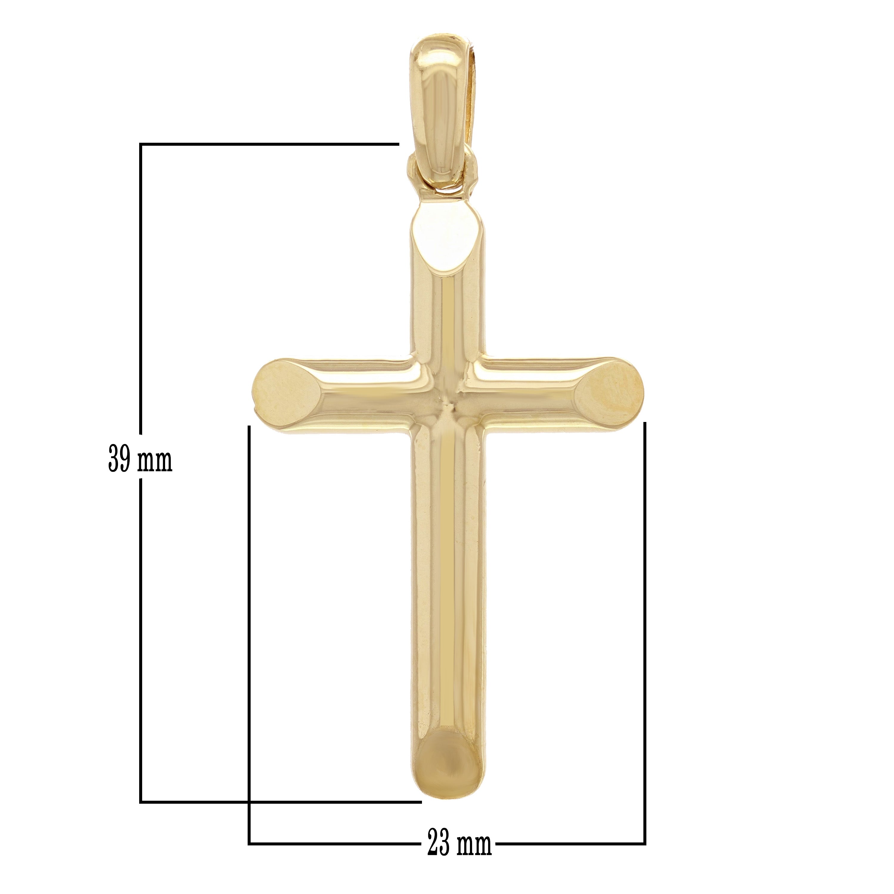 14k Yellow Gold Solid High Polish Cross Religious Charm Pendant 1.8" 7.7 grams - Yellow