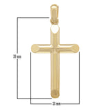 14k Yellow Gold Solid High Polish Cross Religious Charm Pendant 1.8" 7.7 grams - Yellow