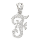 14k White Gold Initial Letter F Alphabet Charm Pendant - Letter F,White