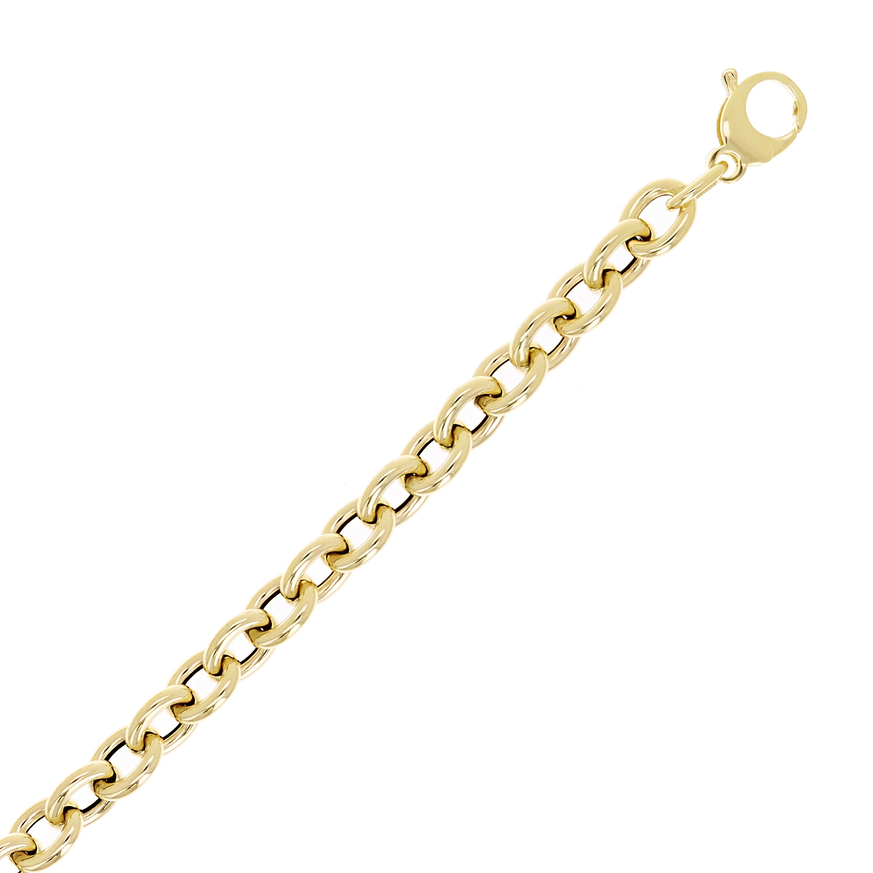 Italian 14k Yellow Gold Oval Rolo Link Chain Charm Bracelet 7.75" 6.9mm 4.8 grams