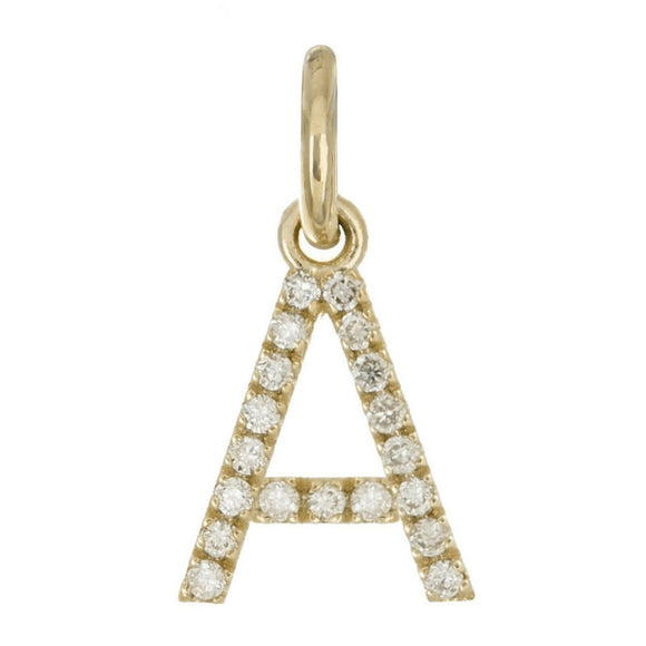 14k Yellow White or Rose Gold Diamond Initial Letter Charm Pendant