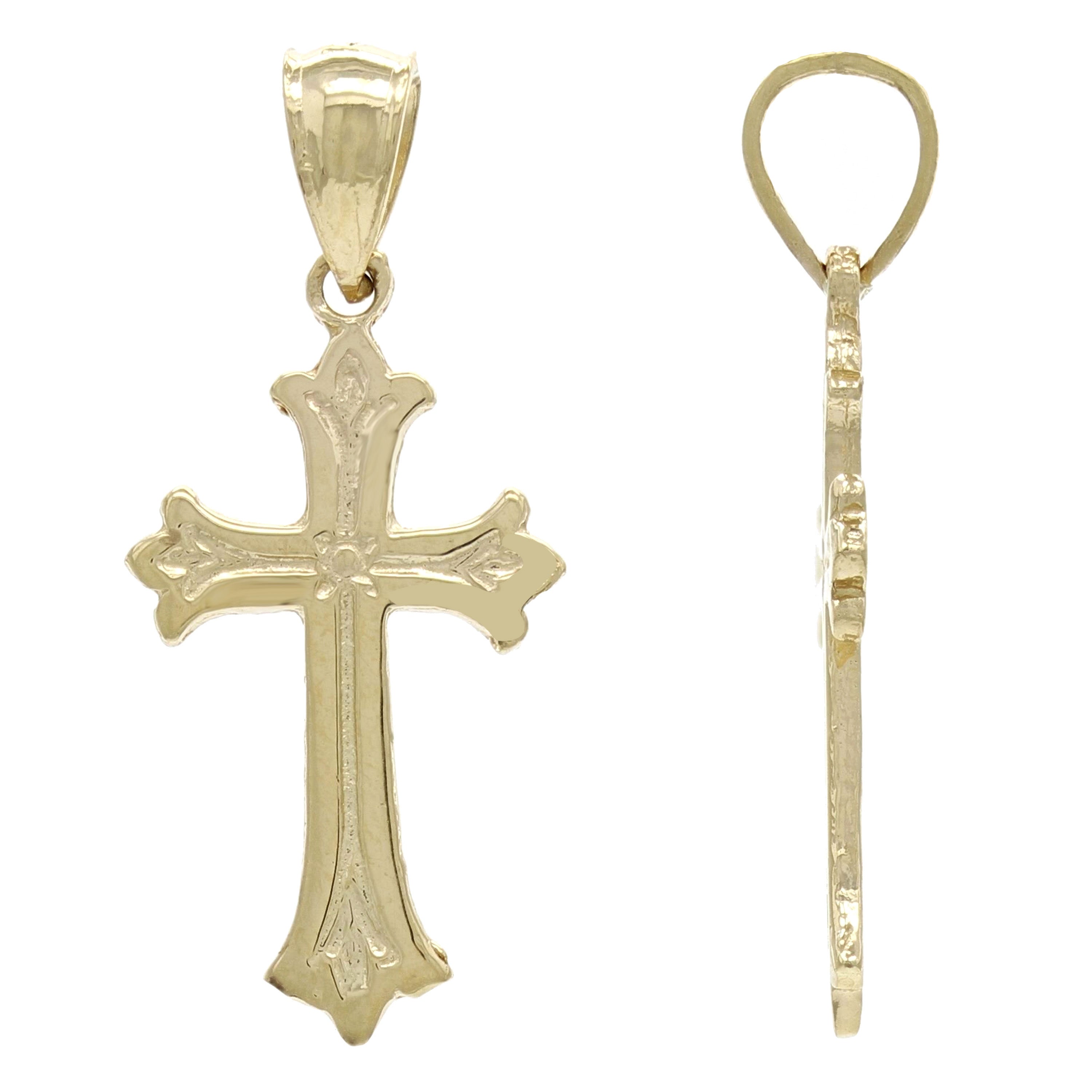 14k Yellow Gold Small Christian Cross Religious Charm Pendant 1.3 grams - Yellow