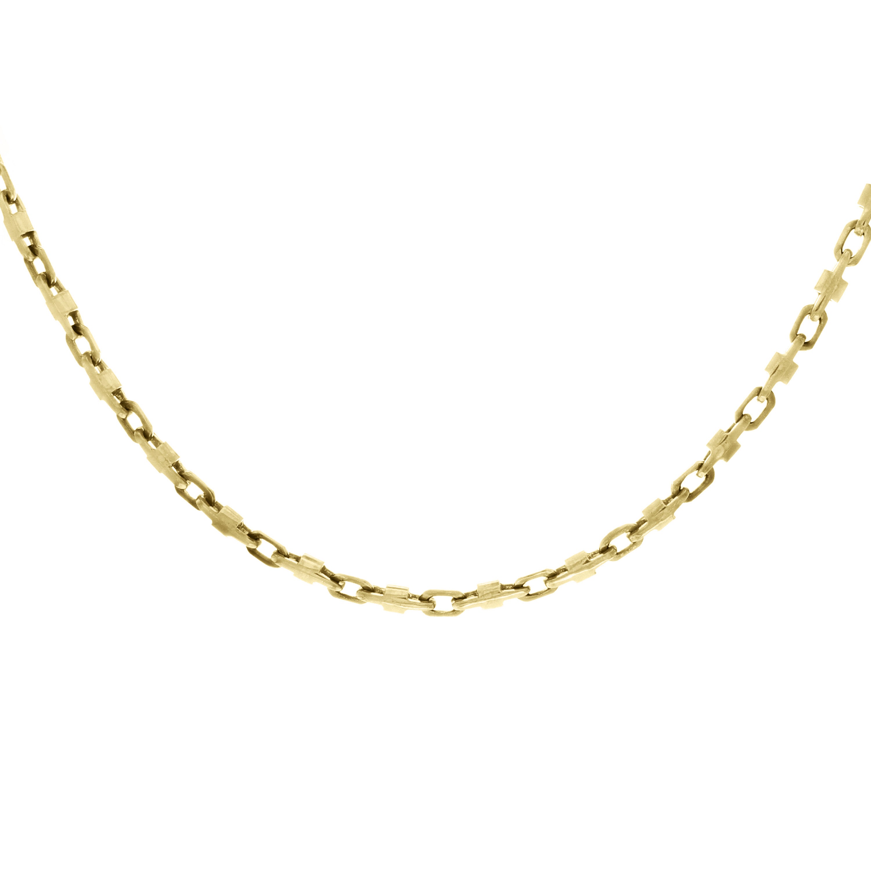 Men's 14k Yellow Gold Handmade Fashion Link Necklace 24" 4mm - Yellow,24"