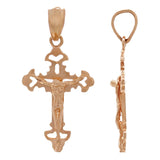 14k Rose Gold Solid Jesus Christ Crucifix Cross Religious Charm Pendant 1.2grams - Rose