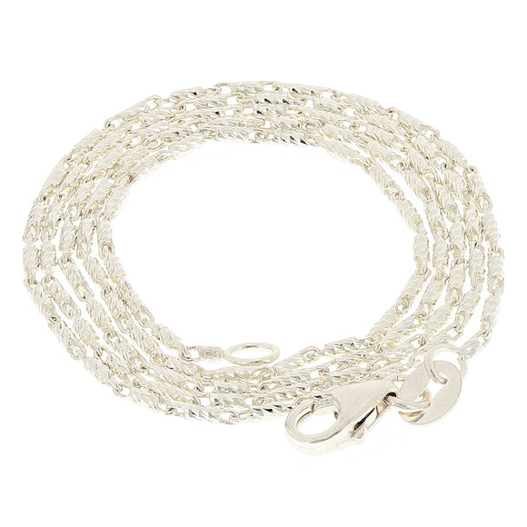 Italian 14k White Gold Solid Diamond Cut Raso Chain Necklace 16