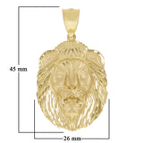 14k Yellow Gold Solid Diamond Cut Roaring Lion Head Face Pendant 1.8" 5.2 grams - Medium