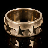 14k Yellow Gold Solid 3D Star Ring Band Size 8 8.7mm 10.2 grams