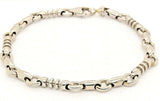 14k White Gold Handmade Fashion Link Bracelet 9" 6.3mm 26.5 grams - 9"
