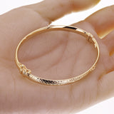 Italian 14k Yellow Gold Hollow Diamond Cut Bangle Bracelet 7" 5.3mm 5 grams