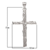 14k White Gold Religious Wood Bark Tree Trunk Cross Charm Pendant 2.6grams - White