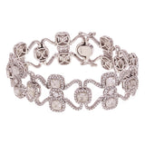 18k White Gold Fancy Shape Designer13.50ct Diamond Bracelet 7.5"