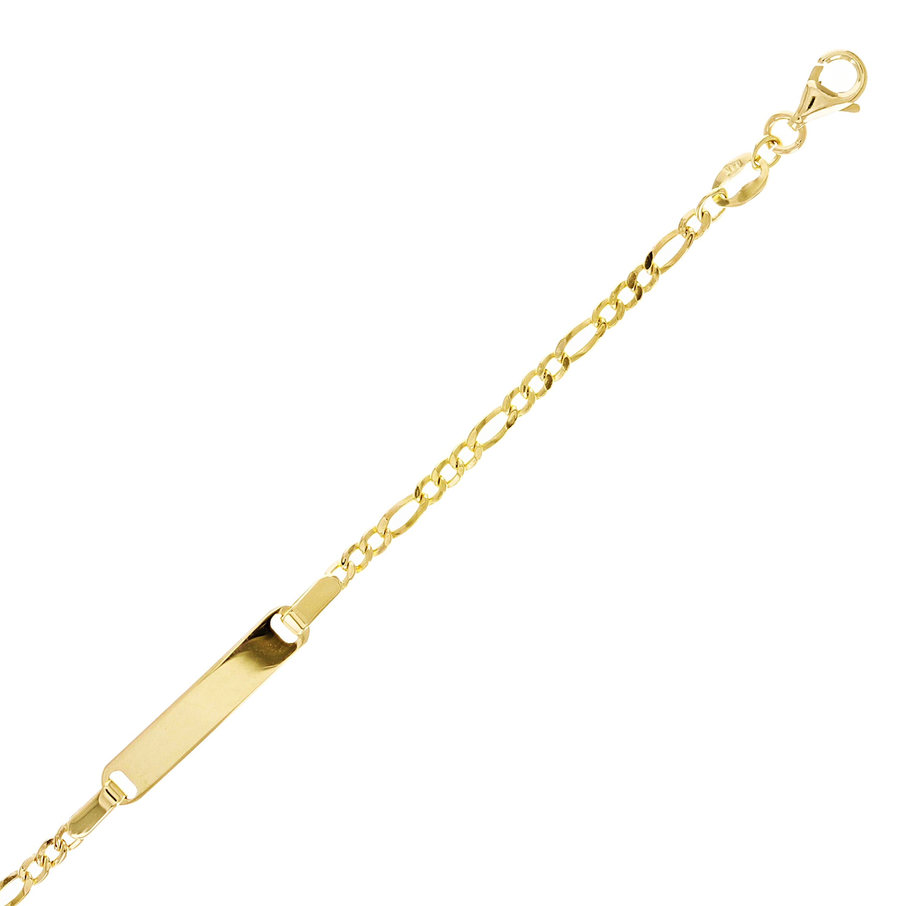 Italian 14k Yellow Gold Engravable Baby Kid ID Figaro Bracelet 5.5" 1. grams
